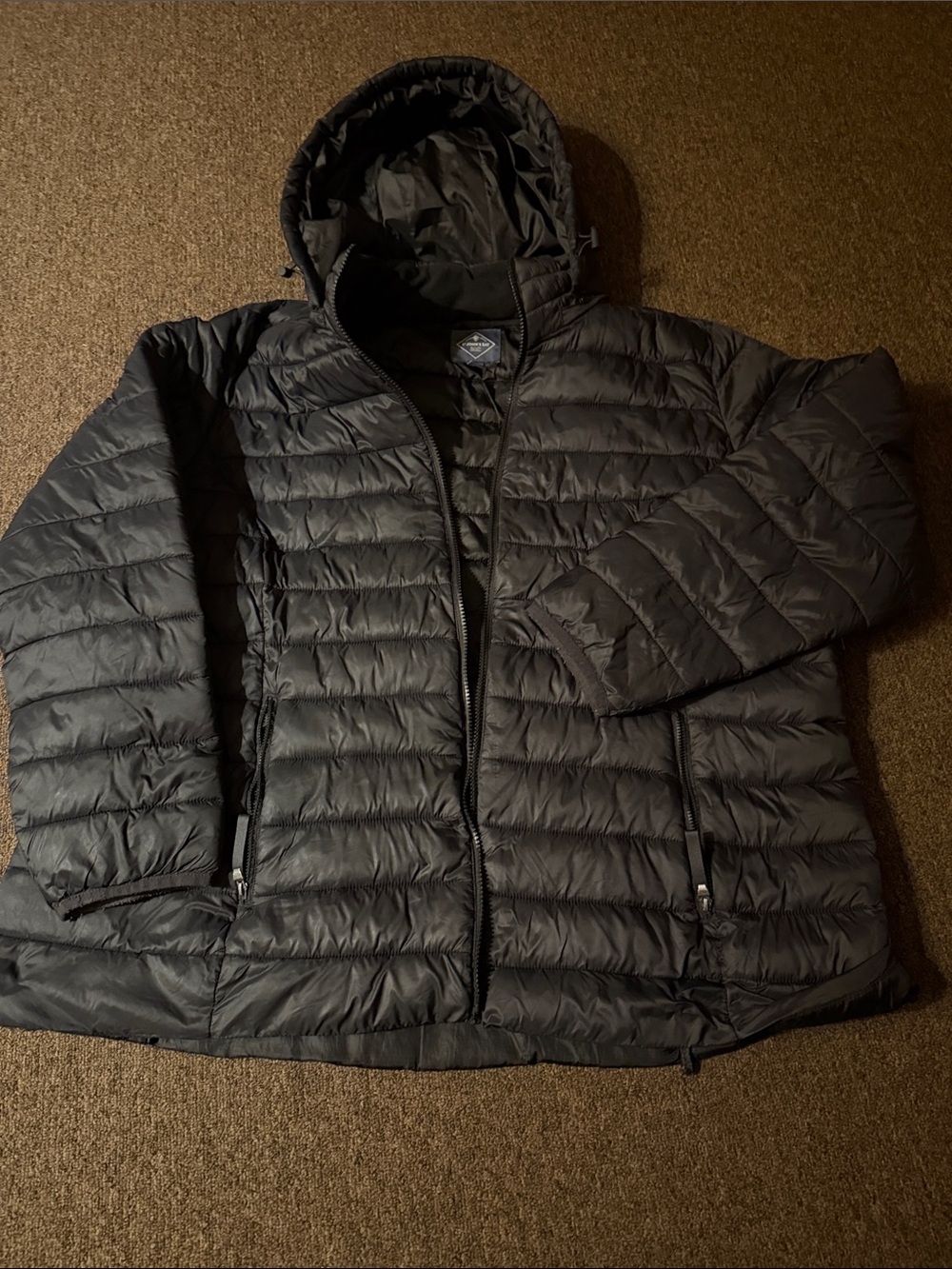 St. John's Bay Black Quilted Hooded Puffer Jacket
